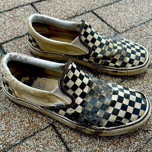 Vans Checkered Slip Ons Well Worn